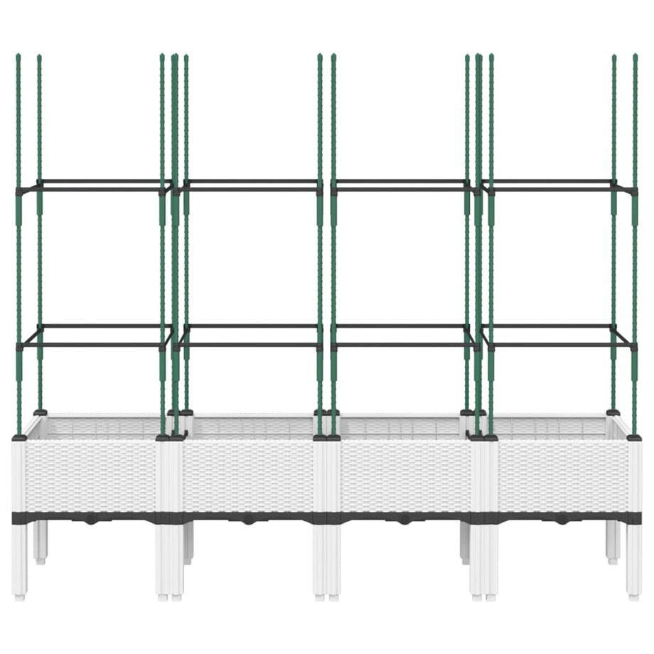 vidaXL Donica ogrodowa z kratką, biała, 160x40x142,5 cm, PP
