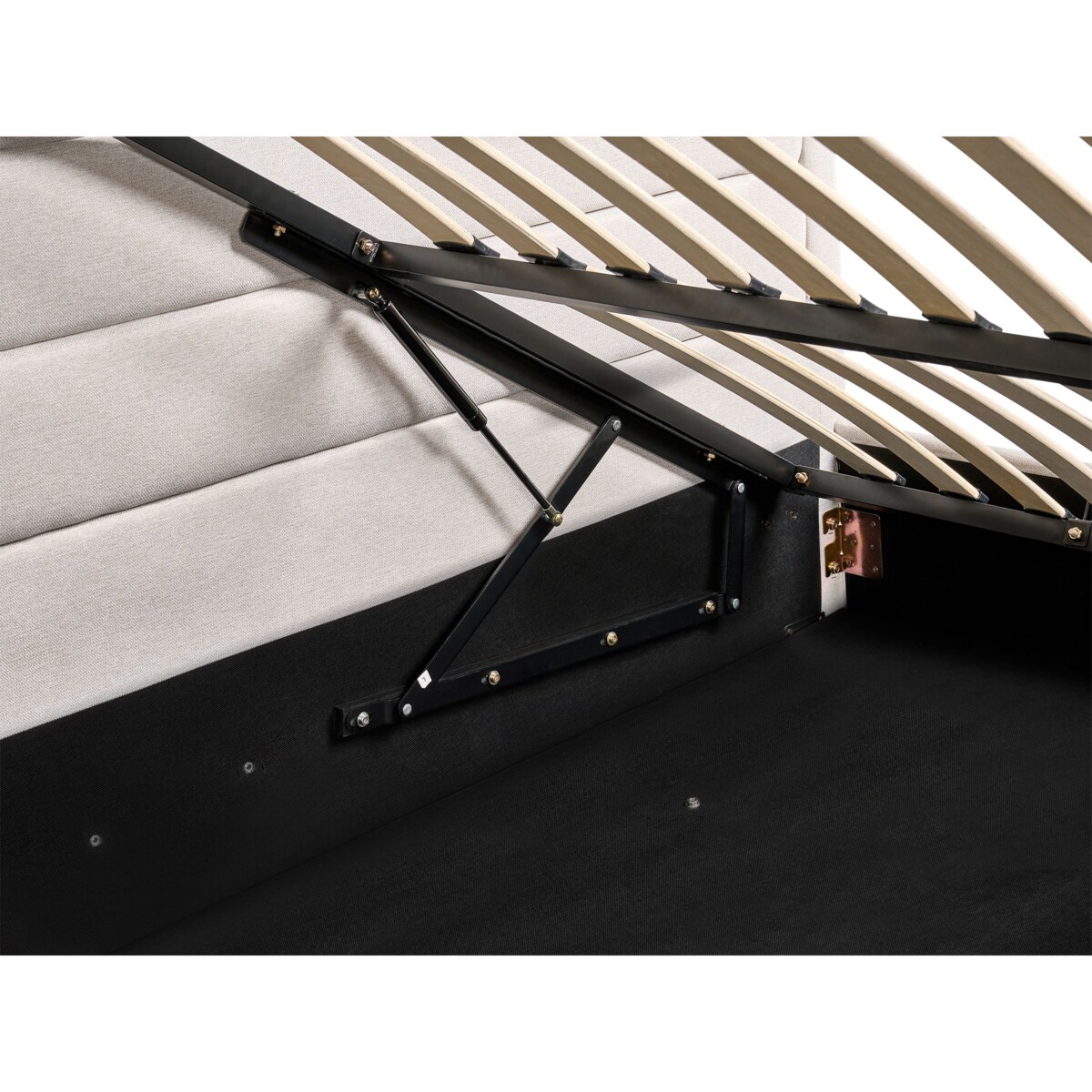 Łóżko z pojemnikiem ROUEN 140 x 200 cm Jasnobeżowy