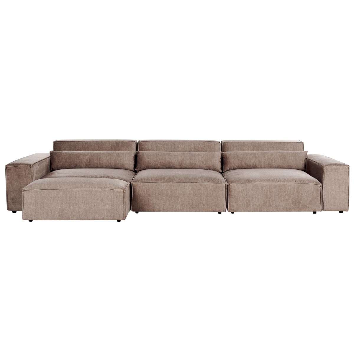 Sofa modułowa 3-osobowa z otomaną brązowa HELLNAR