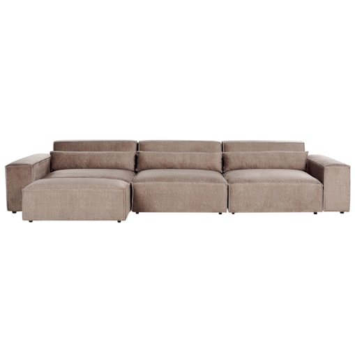 Sofa modułowa 3-osobowa z otomaną brązowa HELLNAR