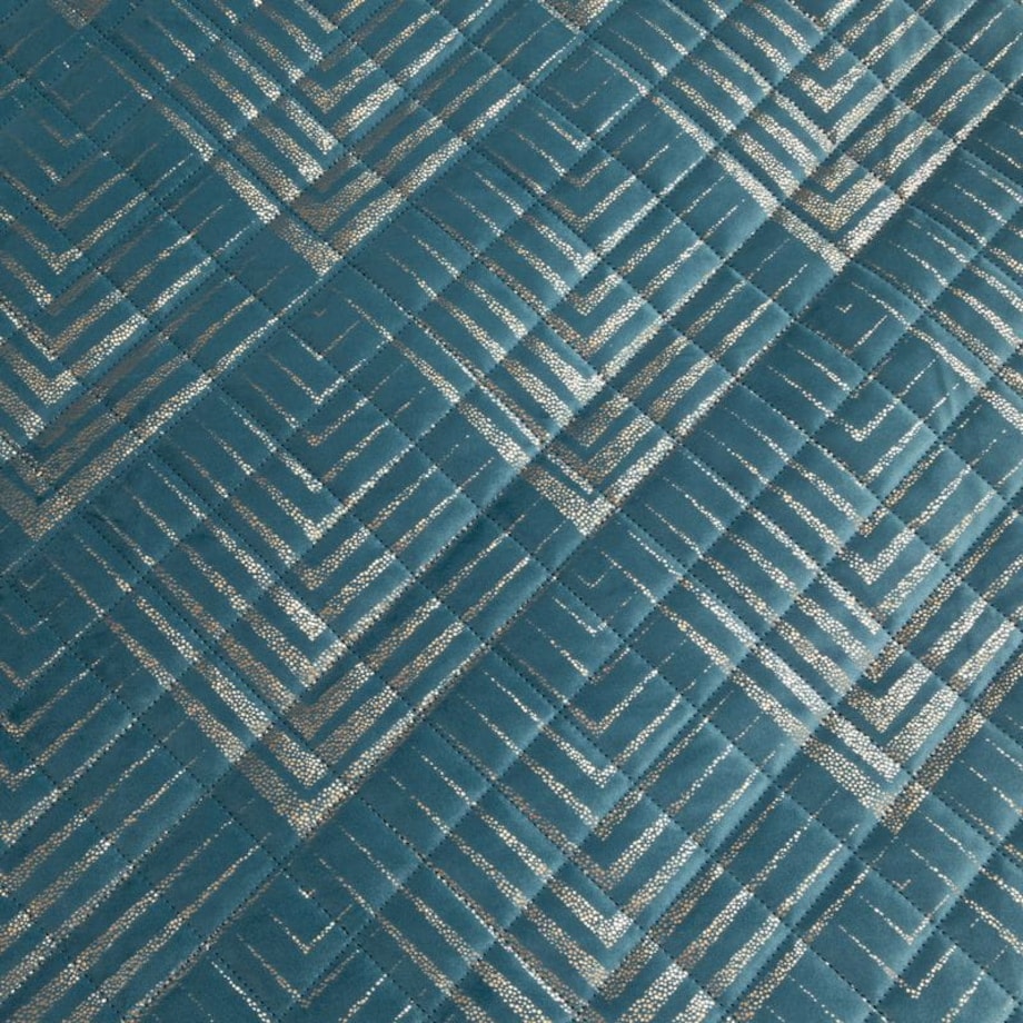 Narzuta Welur Velvet Pikowana 220 x 240 cm Turkusowa miękka Welurowa