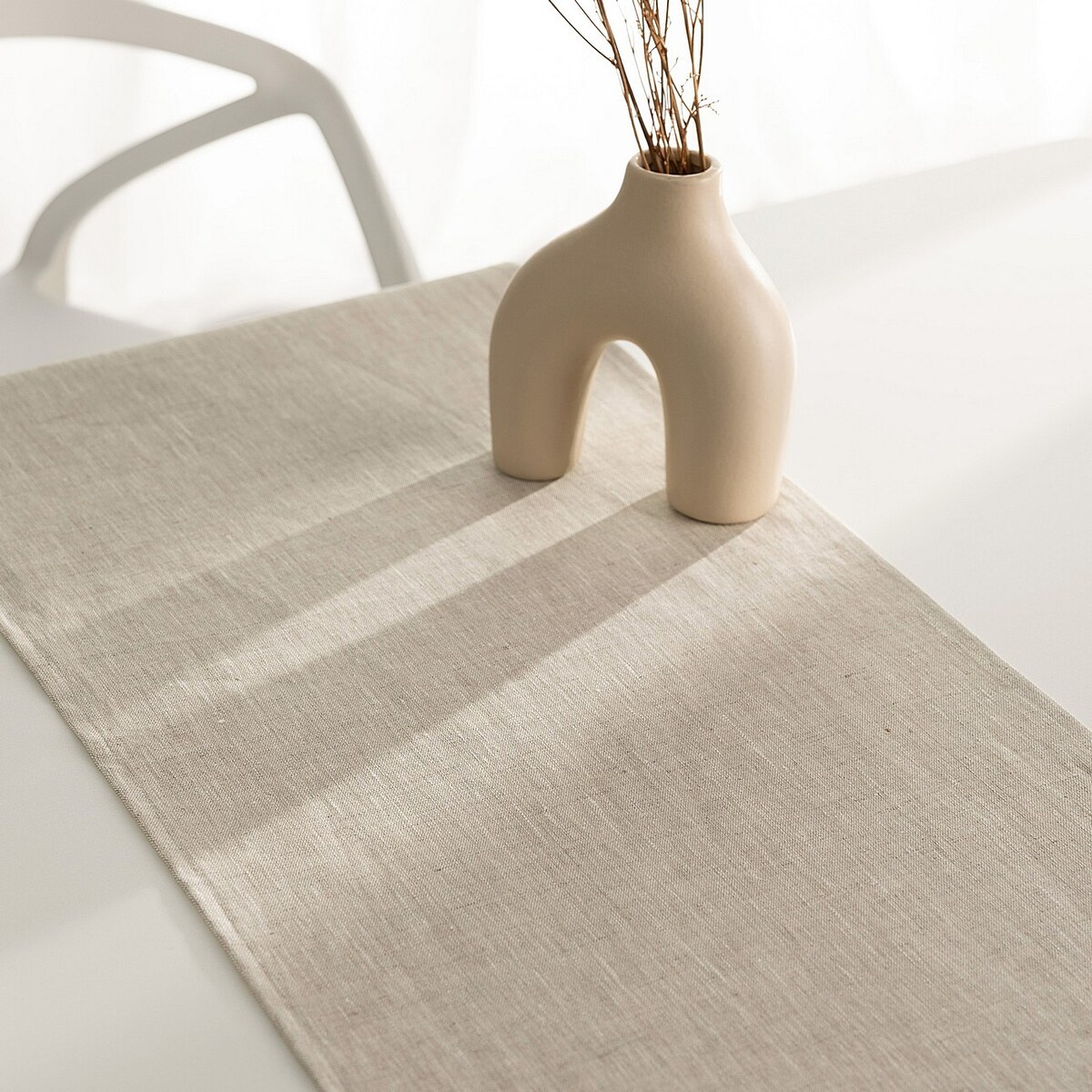 Bieżnik z falbaną 40x160 cm 40x160 naturalny len