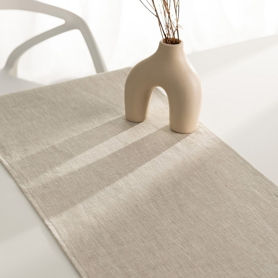 Bieżnik z falbaną 40x160 cm 40x160 naturalny len