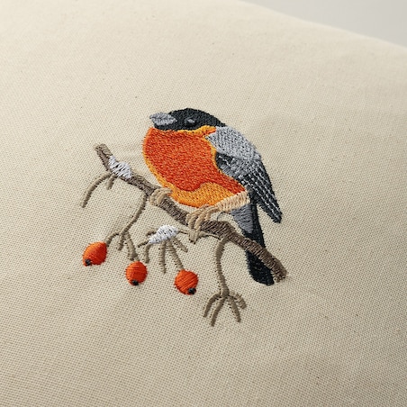 Poszewka na poduszkę Robin on Branch 43x43 cm boże narodzenie, święta, świąteczne, kremowy-czerwony, 43 x 43cm