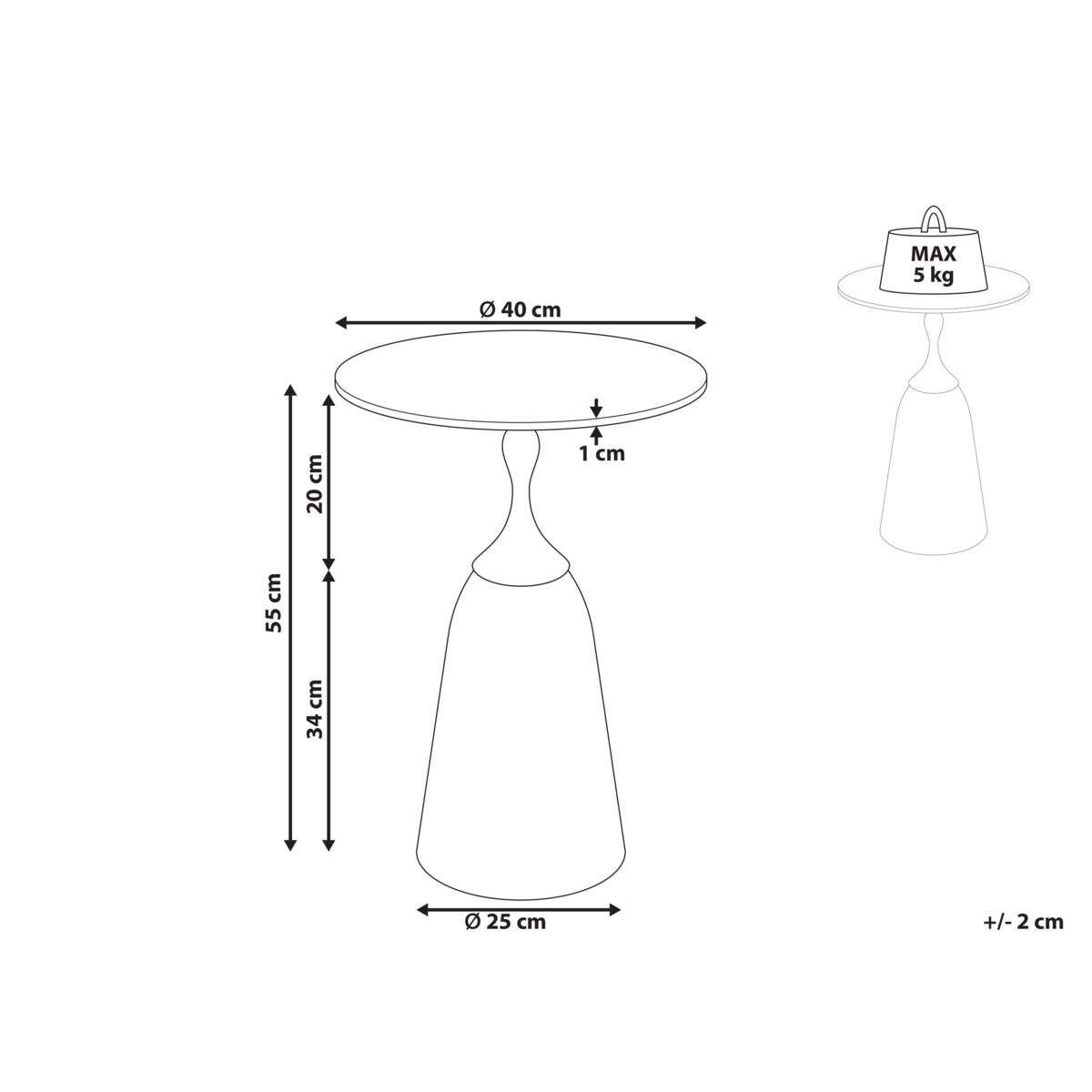 Stolik pomocniczy CARTER Szkło hartowane Szary marmur