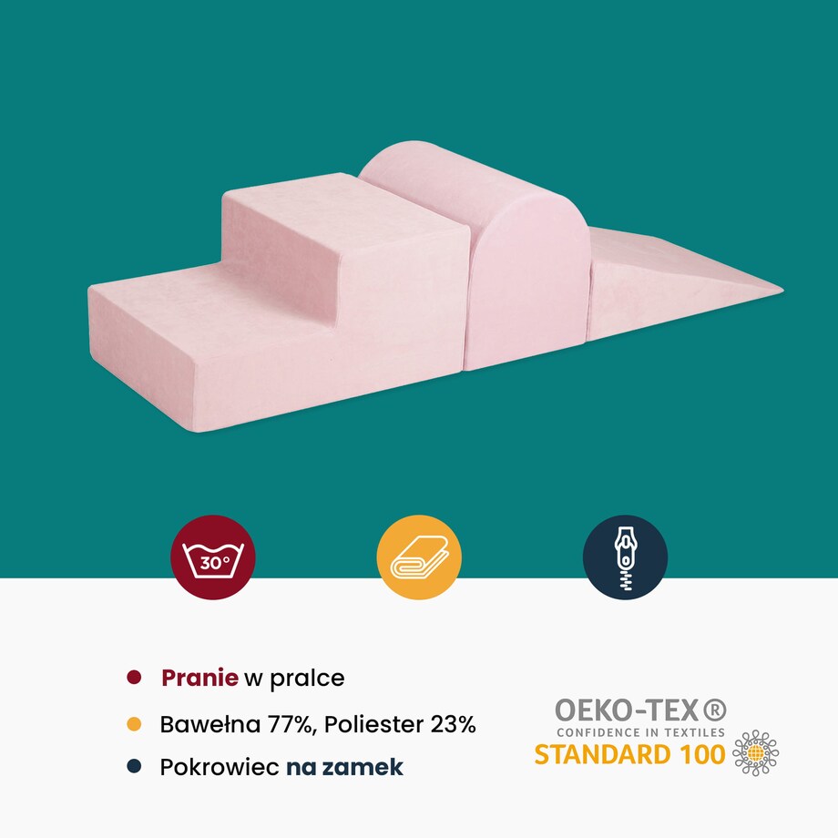 Piankowy Plac Zabaw, 3-Elementowy Zestaw do Zabawy dla Dziecka, Velvet, Szaroniebieski