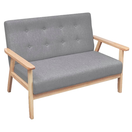 vidaXL Zestaw wypoczynkowy: sofa i fotel, materiałowy, jasnoszary