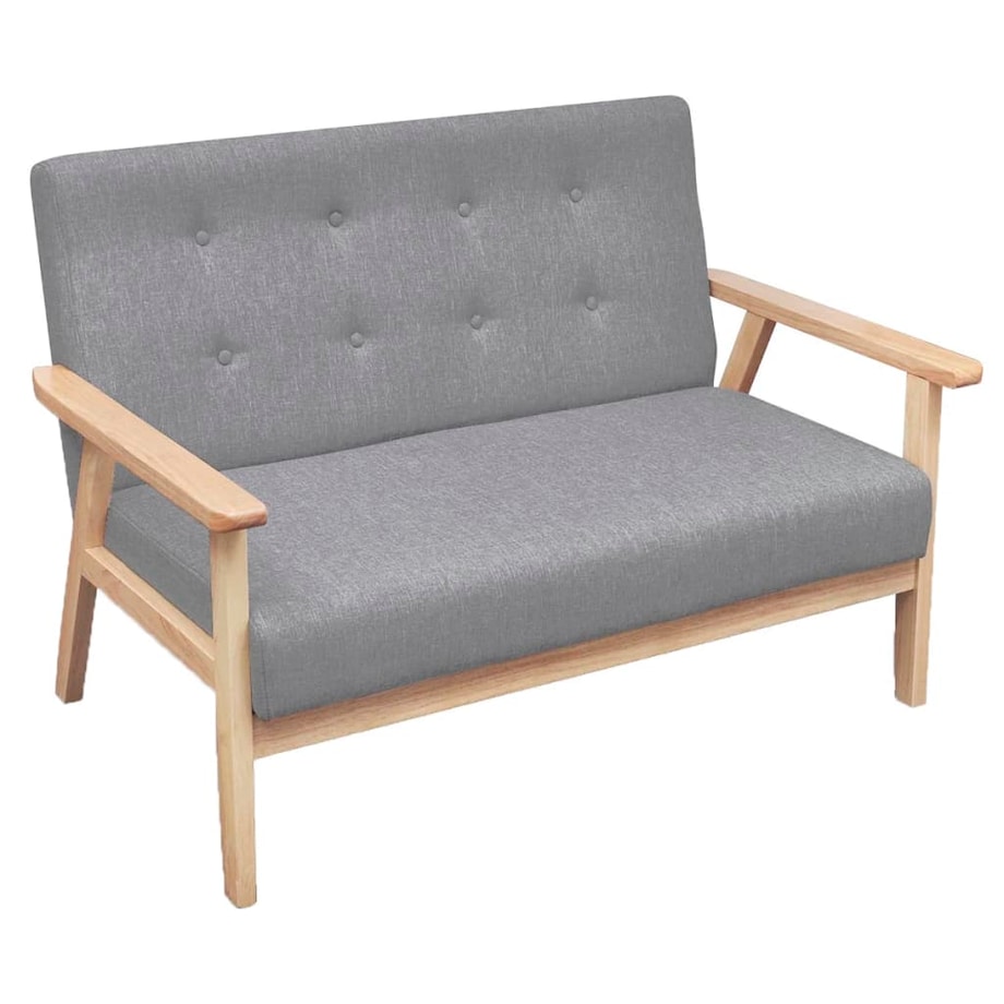 vidaXL Zestaw wypoczynkowy: sofa i fotel, materiałowy, jasnoszary