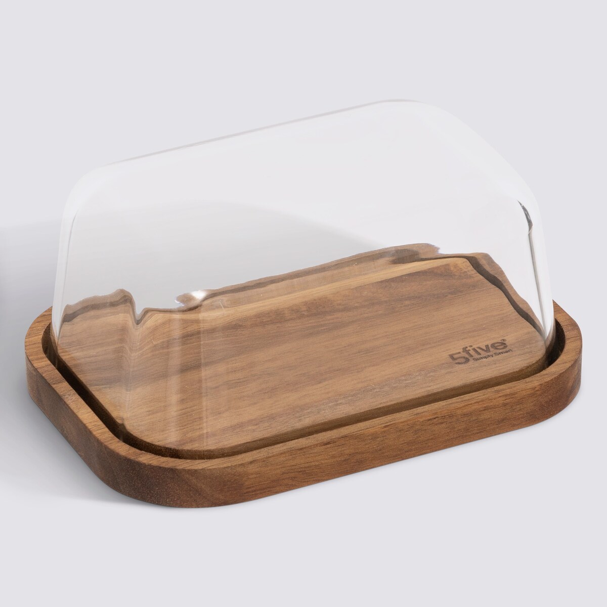 Maselniczka ze szkła i drewna 8,4x17,7x12,7 cm