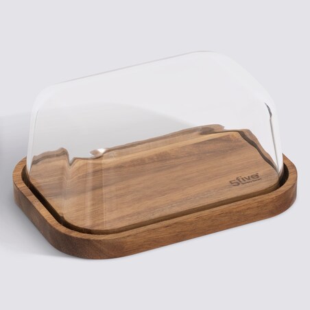 Maselniczka ze szkła i drewna 8,4x17,7x12,7 cm