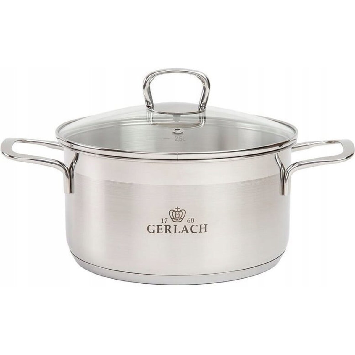 GERLACH GARNEK STALOWY DUŻY BRAVA 24 cm NA INDUKCJĘ 5 L Z POKRYWĄ