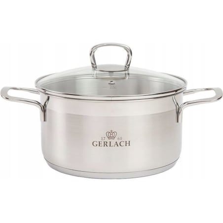 GERLACH GARNEK STALOWY DUŻY BRAVA 24 cm NA INDUKCJĘ 5 L Z POKRYWĄ