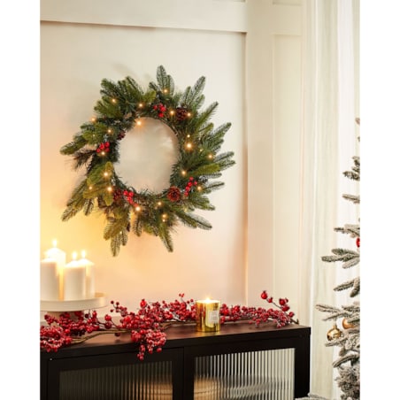 Wieniec świąteczny LED WHITEHORN Ciemnozielony 50 cm