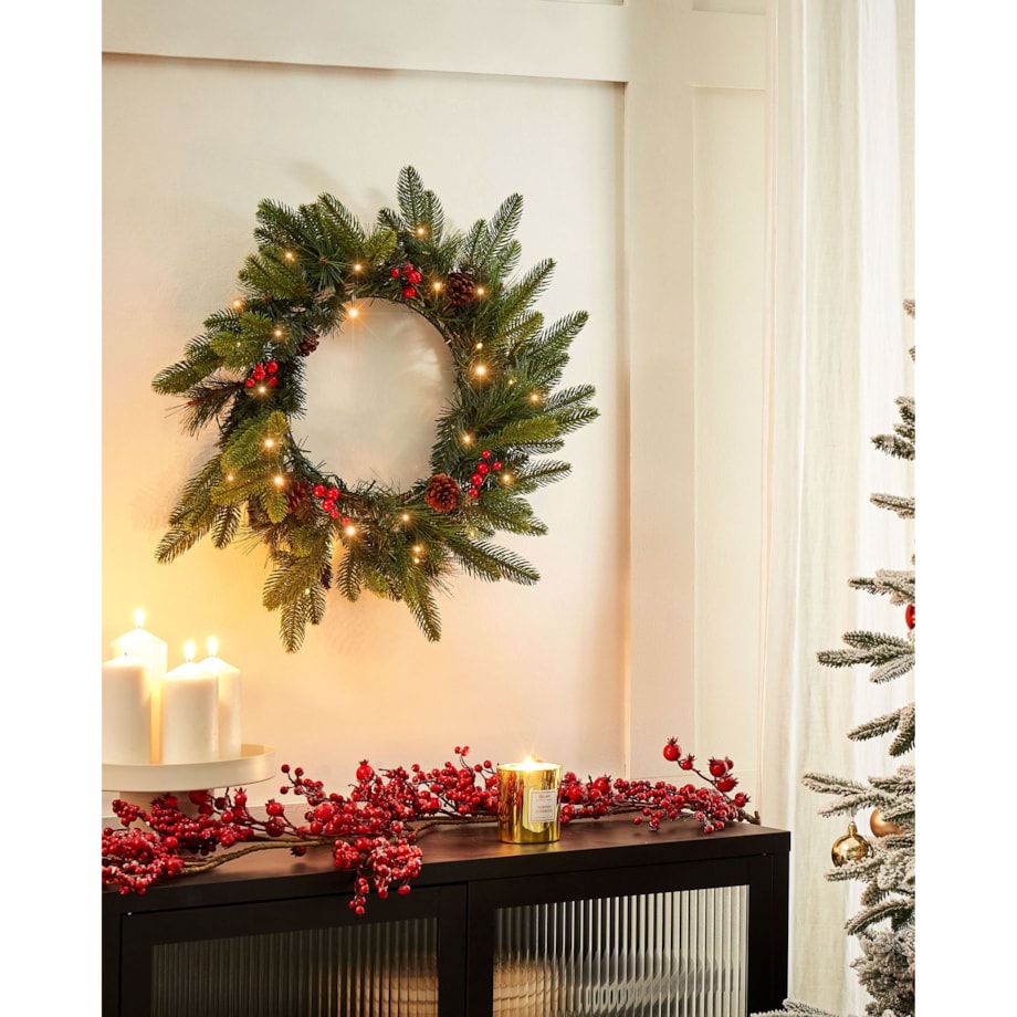 Wieniec świąteczny LED WHITEHORN Ciemnozielony 50 cm