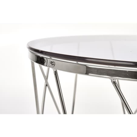 STOLIK KAWOWY Borda 55/55 cm SZKLANY BLAT srebrna podstawa