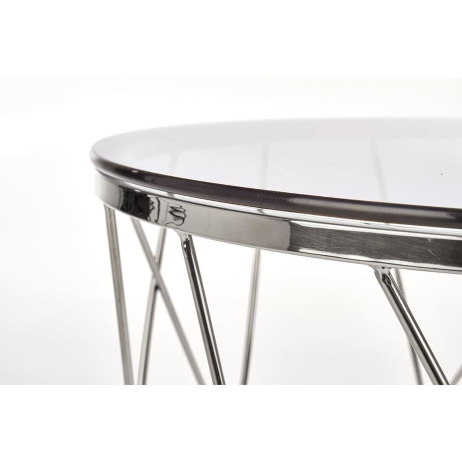 STOLIK KAWOWY Borda 55/55 cm SZKLANY BLAT srebrna podstawa