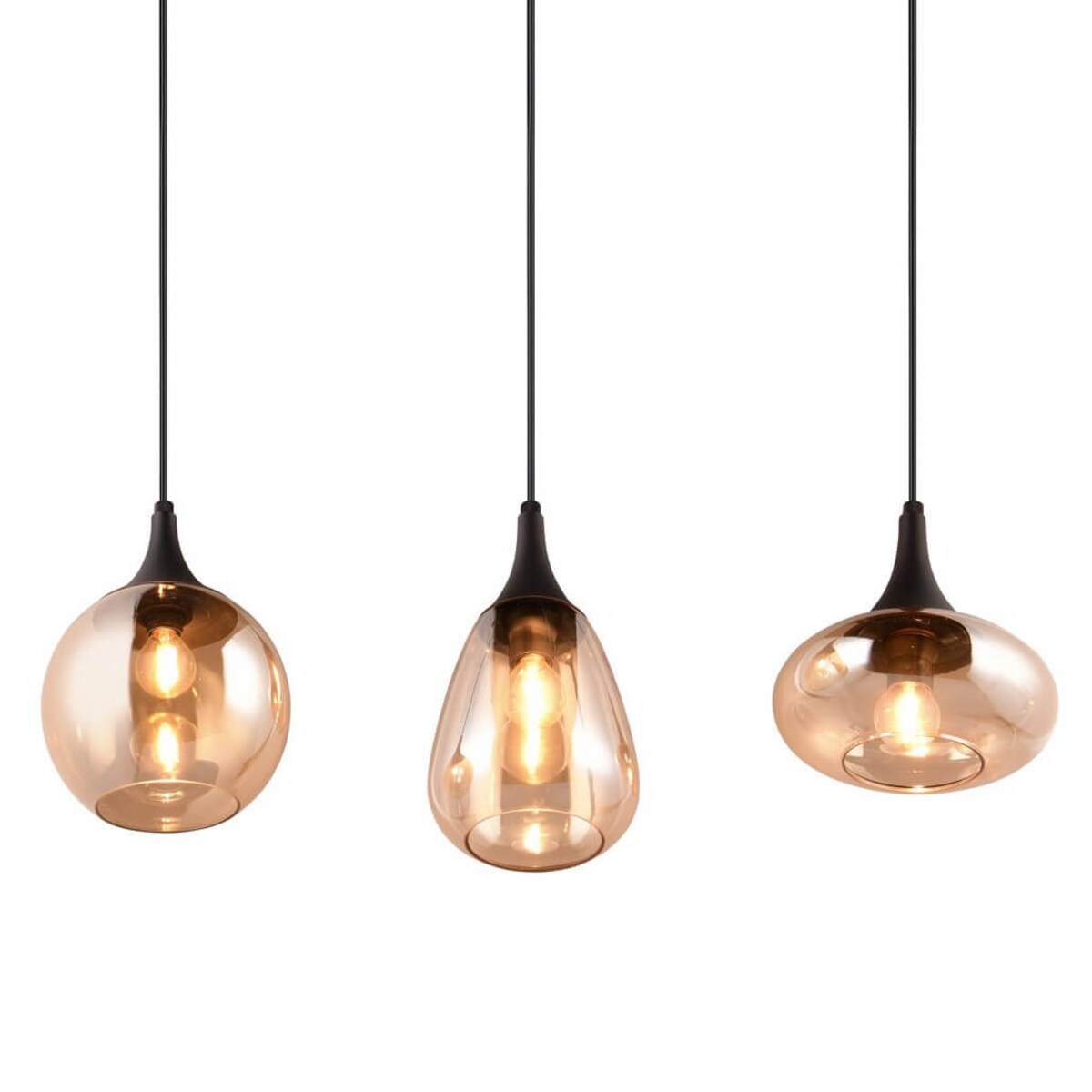 Potrójna lampa nad stół Lumina 317000313 Trio szkło czarna bursztynowa