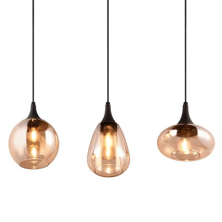 Potrójna lampa nad stół Lumina 317000313 Trio szkło czarna bursztynowa