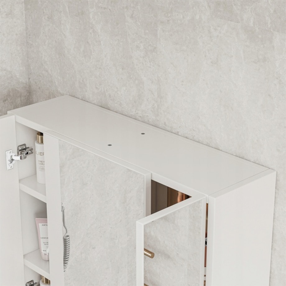 Wisząca szafka łazienkowa ścienna z trójdzielnym lustrem nowoczesna 60 cm