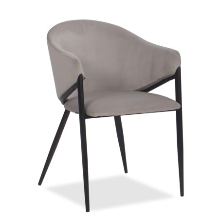 Krzesło tapicerowane do salonu welurowe GLAMOUR jasnoszare