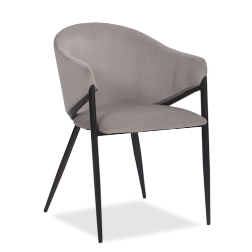 Krzesło tapicerowane do salonu welurowe GLAMOUR jasnoszare