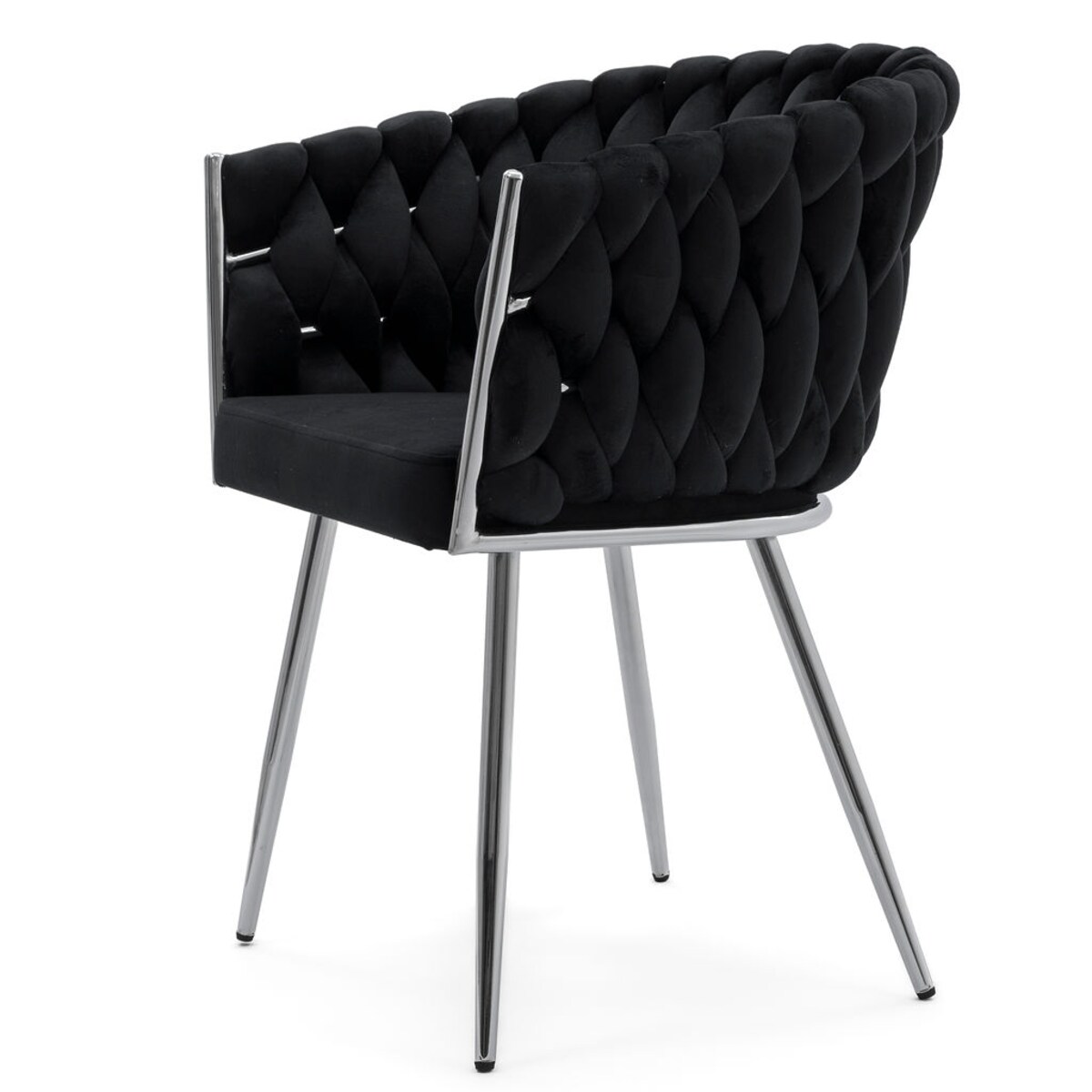 KRZESŁO DO JADALNI TAPICEROWANE WELUROWE CZARNE ROSA CHROME NOWOCZESNE