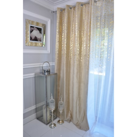 zasłona welurowa "velvet glow" złoty print 140x250 cm jasny beż