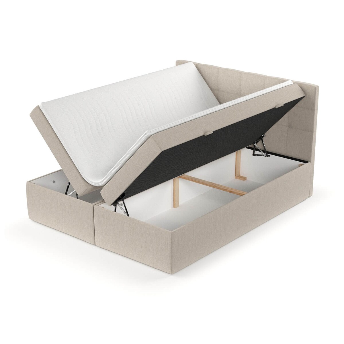 Łóżko tapicerowane LEAN 140x200 z pojemnikiem, Jasny Beż, tkanina Inari 22