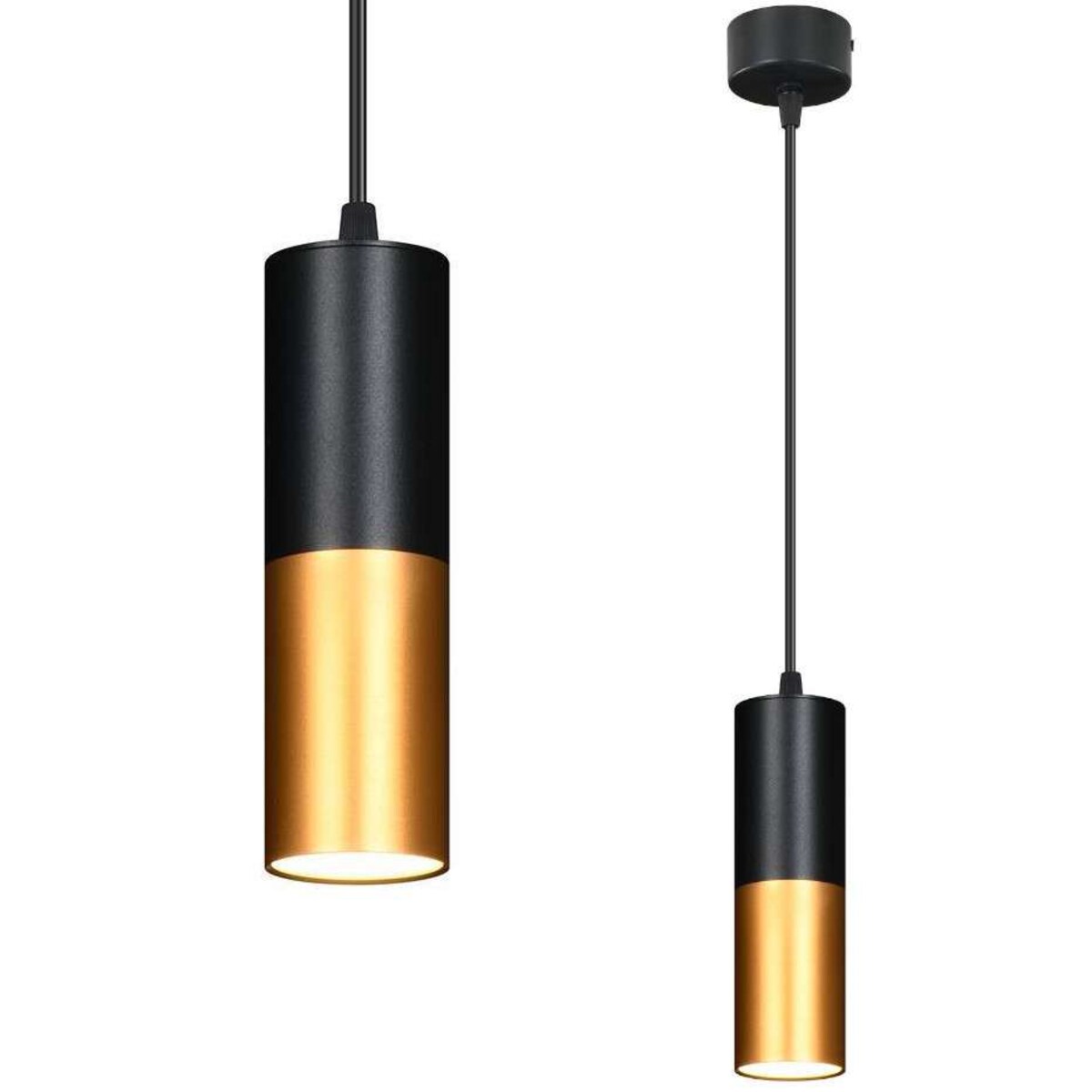 Industrialna LAMPA wisząca 31-77677 Candellux okrągła OPRAWA metalowy ZWIS tuba loftowa czarna złota