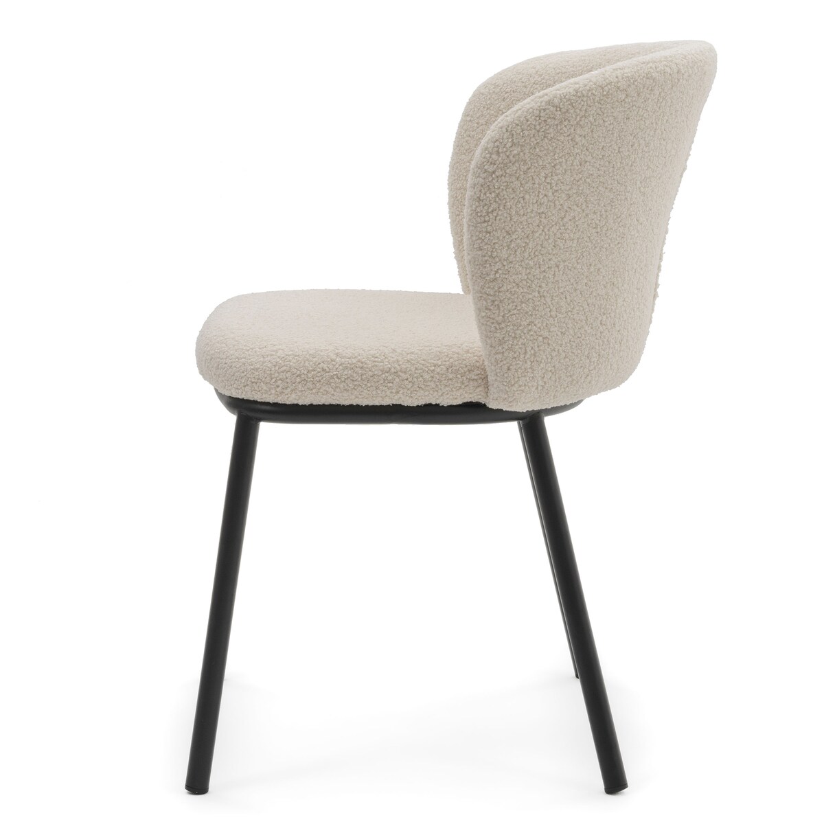 KRZESŁO TAPICEROWANE DO SALONU GLAMOUR TKANINA BOUCLE TEDDY JASNOBEŻOWE BARI