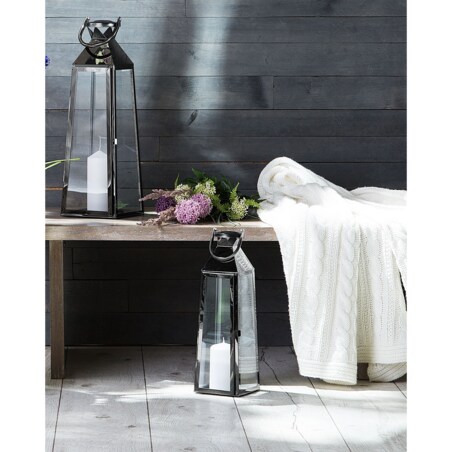 Lampion stalowy 42 cm czarny CRETE