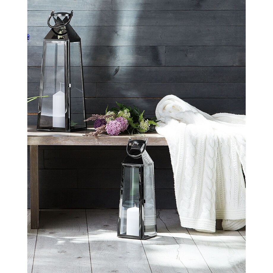 Lampion stalowy 42 cm czarny CRETE