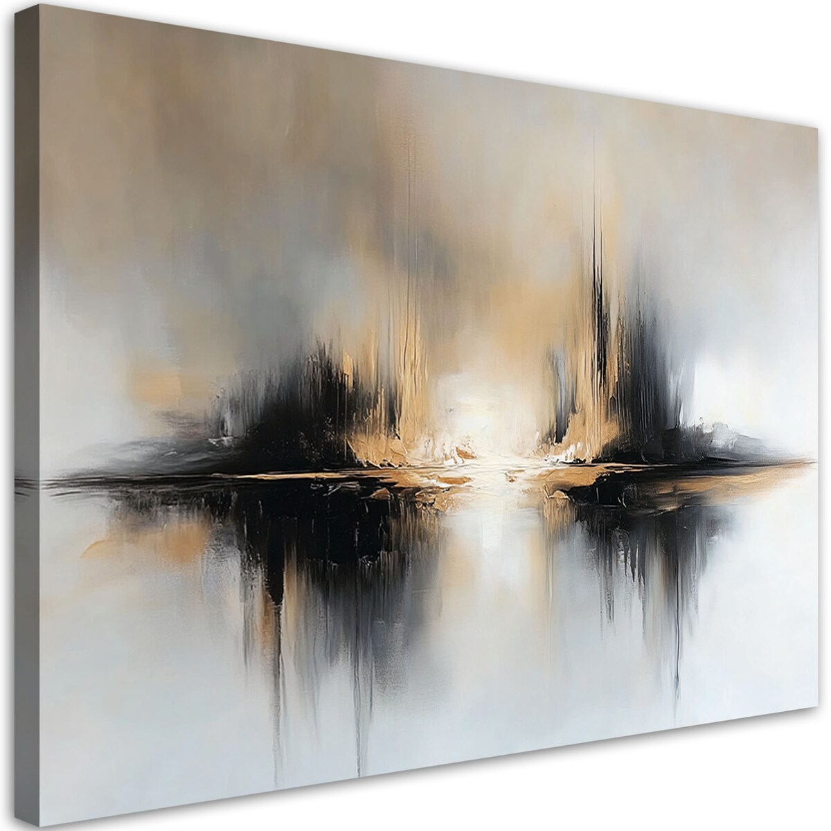 Obrazy do nowoczesnych wnętrz Abstrakcja Beżowo Szara 100x70