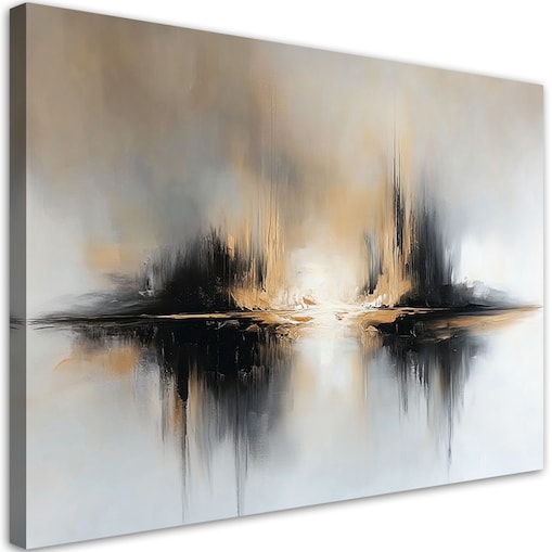 Obrazy do nowoczesnych wnętrz Abstrakcja Beżowo Szara 100x70