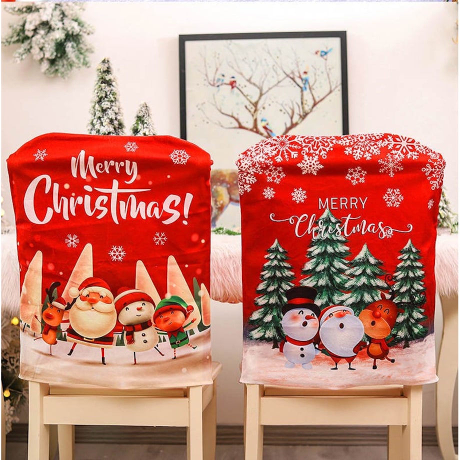 Pokrowiec Na Krzesło Ozdoba Świąteczna Mikołaj Bałwan Renifer