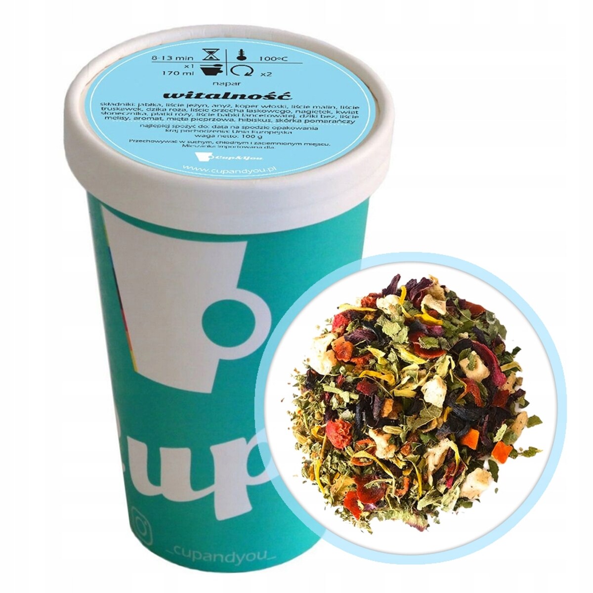 Herbata ziołowa bomba witaminowa WITALNOŚĆ mięta melisa hibiskus anyż 100g - herbata liściasta sypana mieszanka napar susz