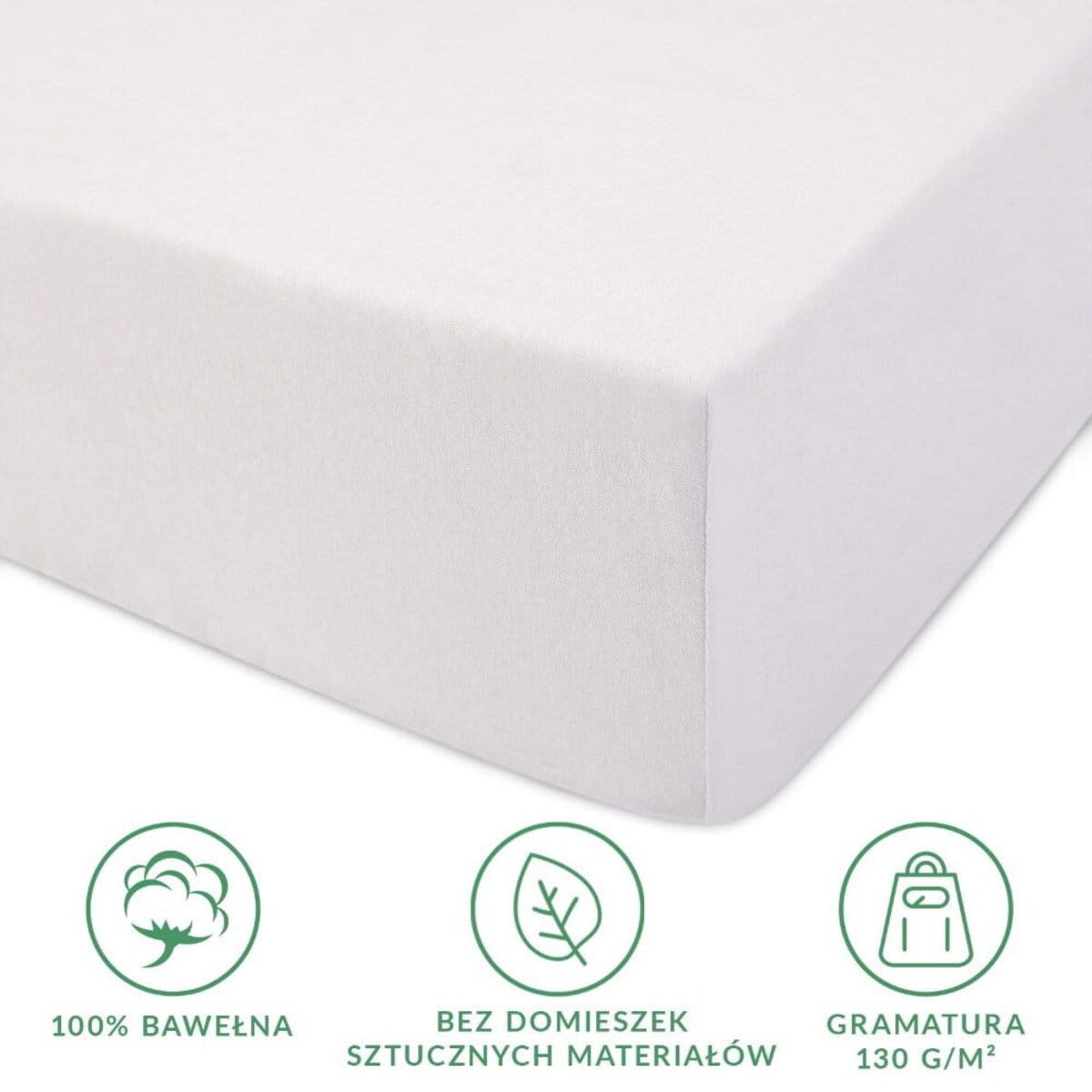 Prześcieradło z bawełny jersey z gumką 60x120 kolor Biały