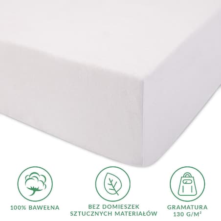 Prześcieradło z bawełny jersey z gumką 60x120 kolor Biały
