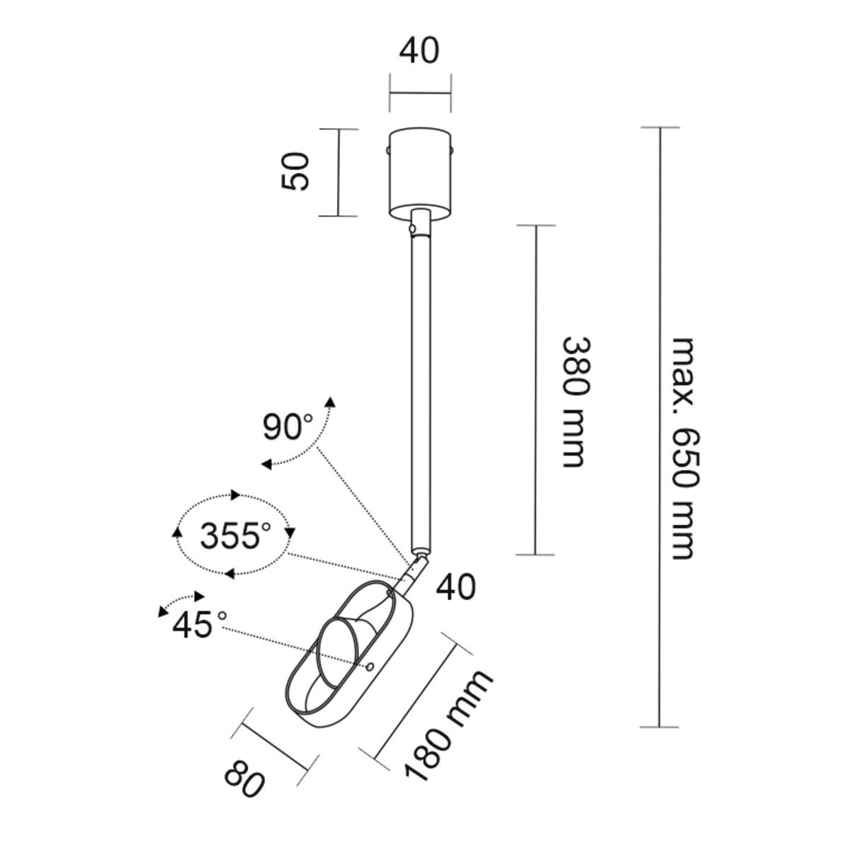Sufitowa LAMPA industrialna FUROKU 7895 Shilo regulowana OPRAWA metalowy reflektorek LED 6W 3000K czarny