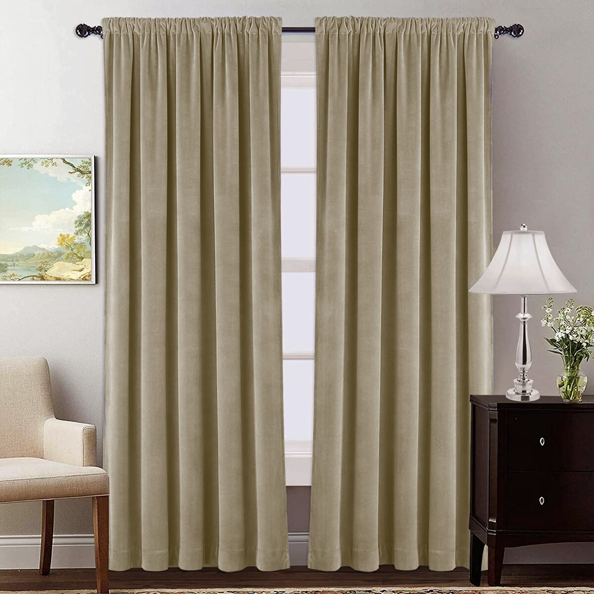 Zasłony welurowe 140x270 Beżowe na taśmie