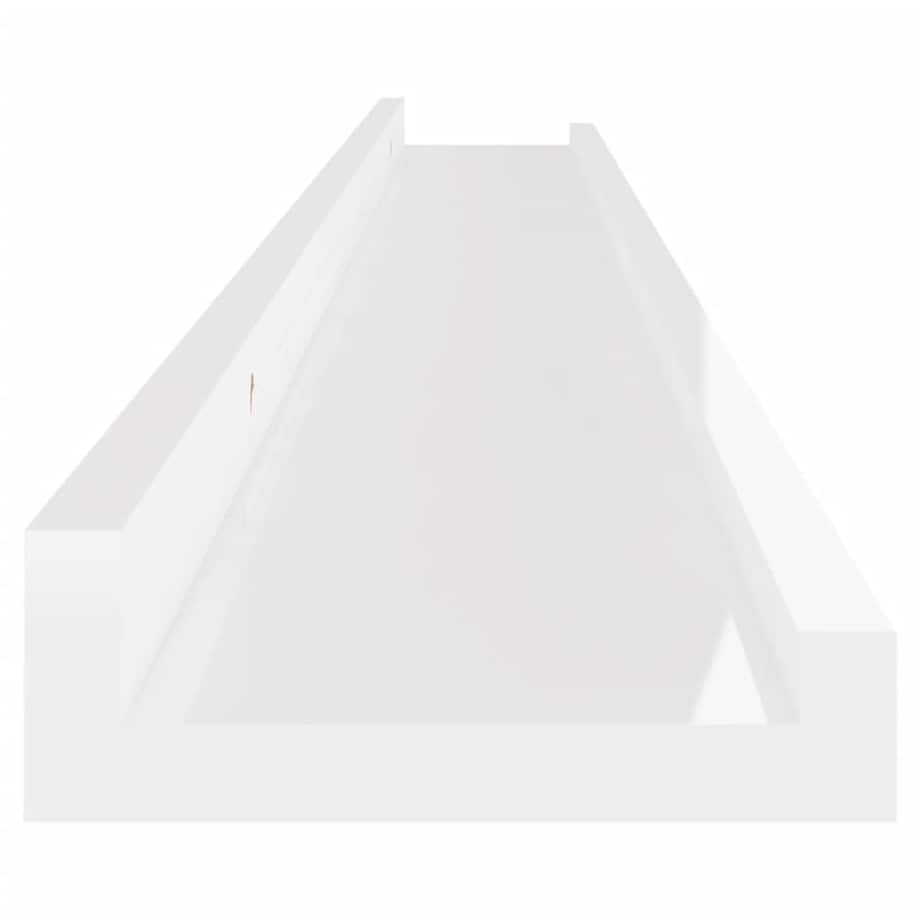 vidaXL Półki ścienne, 2 szt., wysoki połysk, białe, 100x9x3 cm