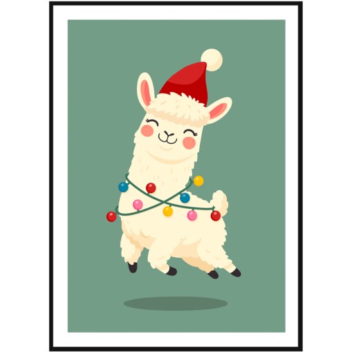 Poster Story, Plakat, Obraz - Świąteczna Lama, wymiary 30 x 42 cm