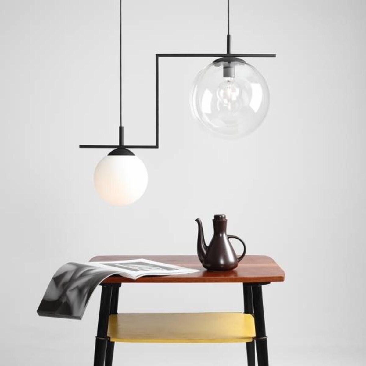 Modernistyczna lampa wisząca 1038H1 Aldex szklane kule ZWIS do jadalni przezroczysty