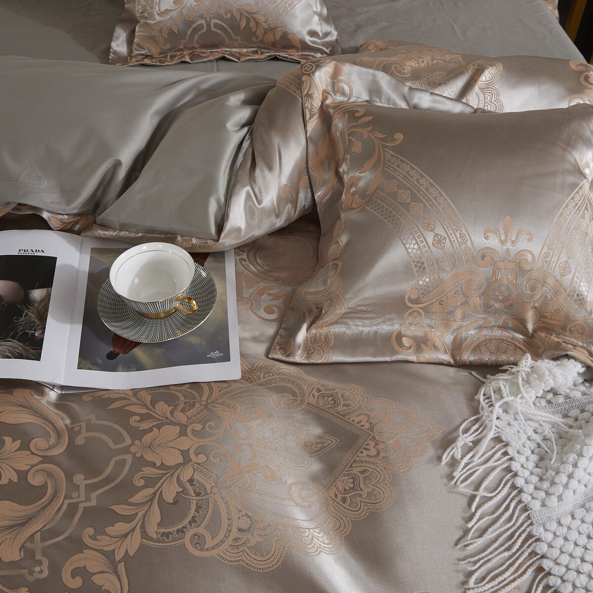 POŚCIEL 160x200 BAWEŁNIANA KOMPLET POŚCIELI ATŁASOWEJ POSZEWKA 70x80 HAFT