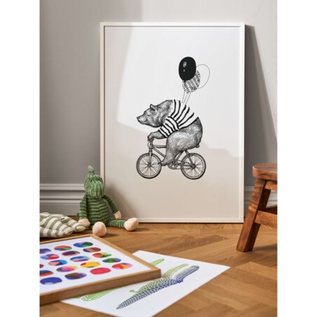 Poster Story, Plakat, Obraz - Miś z Balonami na Rowerze, wymiary 70 x 100 cm