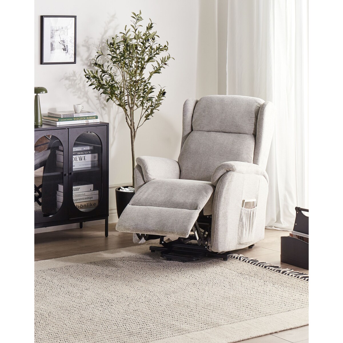 Elektryczny fotel rozkładany ELEGY Tkanina Jasnoszary