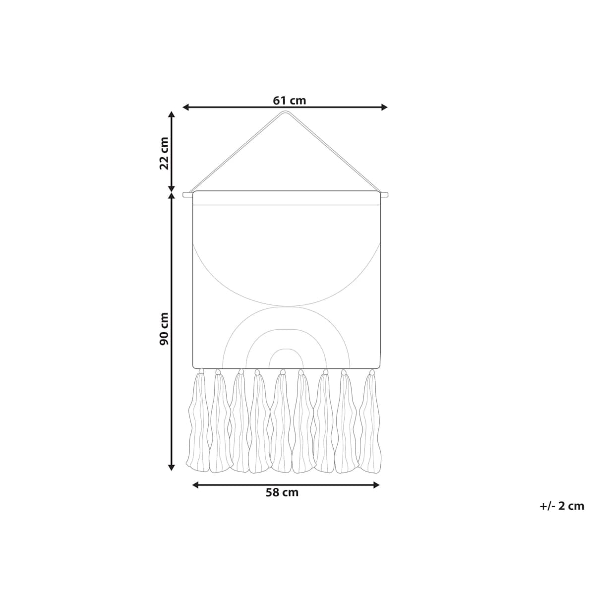 Dekoracja ścienna z frędzlami bawełniana pomarańczowa KAMALIA