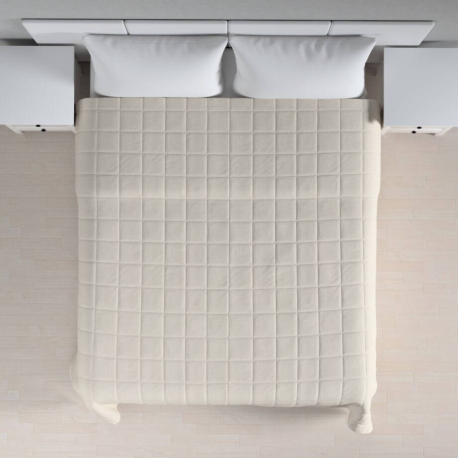 Narzuta pikowana w kratę 260x210 melanż szaro-beżowy