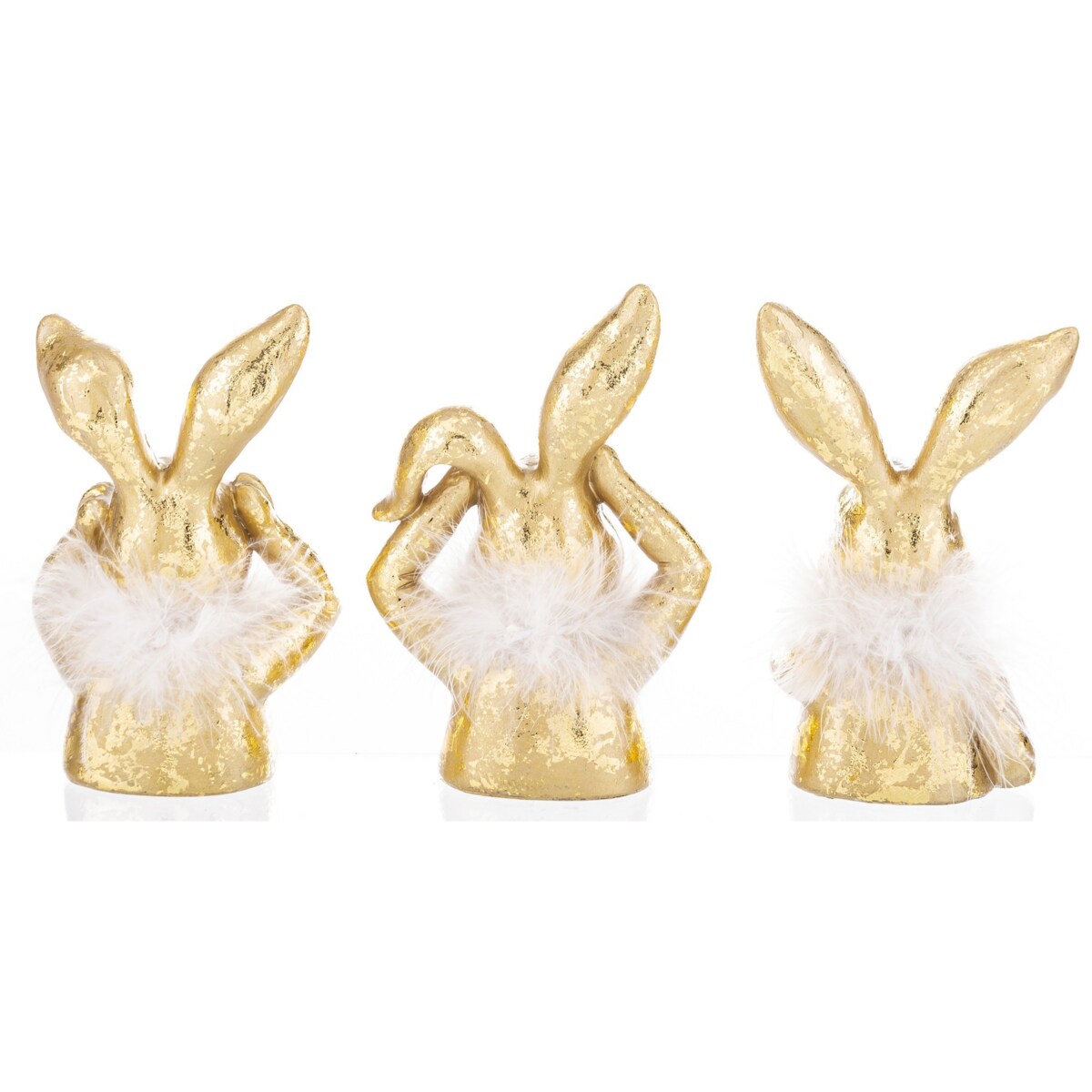 Dekoracja - 3 złote króliki - nie widzę, nie słyszę, nie mówię 16,5x10x6 cm