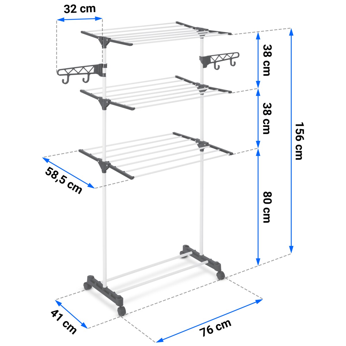 Suszarka na pranie stojąca pionowa 15m Massido Delia